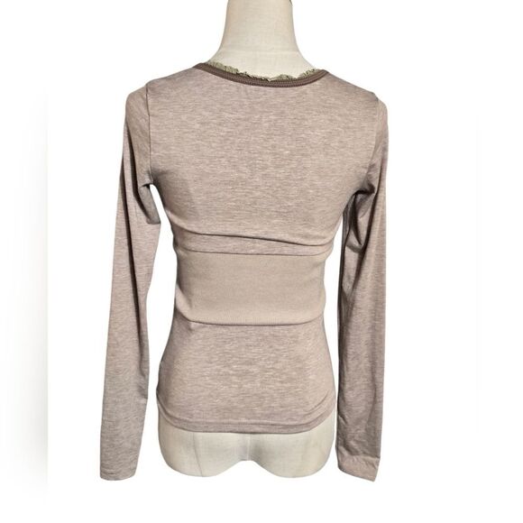 IAEY Brown Corset Style Two Fabric Henley Top NWT - Picture 4 of 7